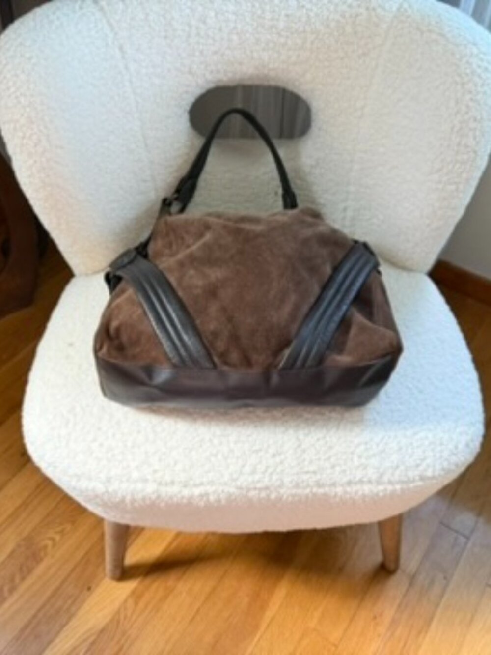 Maurizio Taiuti Genuine Suede & Leather Slouchy Hobo Shoulder Bag-Made in Italy
